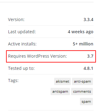 WordPress官方插件已显示支持运行的WordPress最低版本